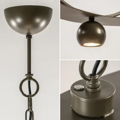 Ovale hanglamp brons metaal E27 + GU10><noscript><img width=