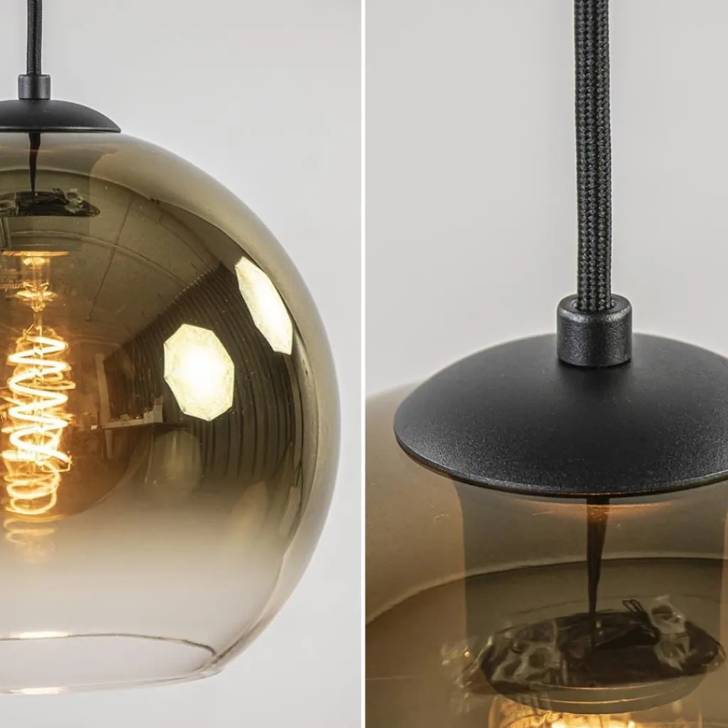 Ovale 5-lichts hanglamp met glazen bollen gold gradient>Straluma Hot