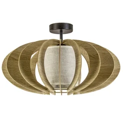 Plafondlamp hout met stoffen kap 50cm>Straluma New