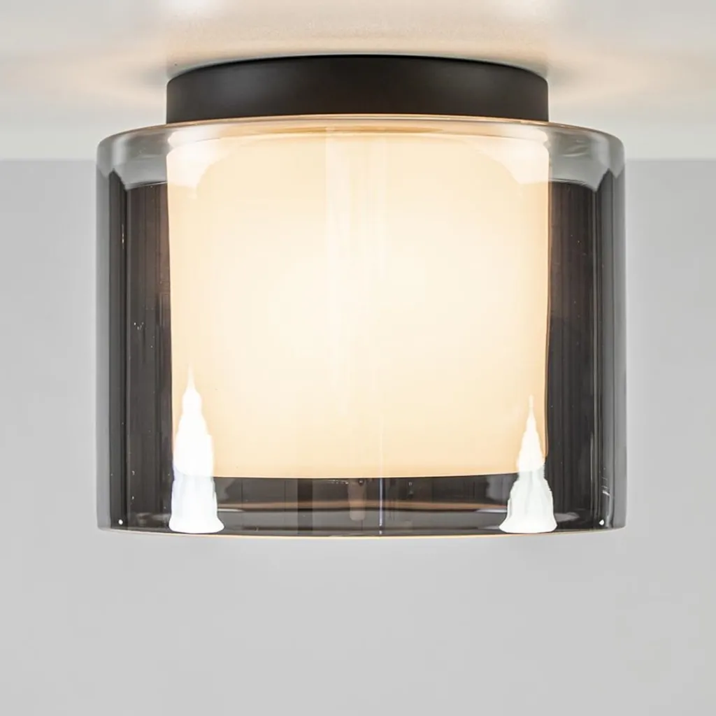 Plafondlamp Ice 23cm zwart/smoke IP44>Straluma Hot