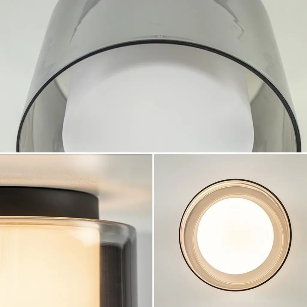 Plafondlamp Ice 23cm zwart/smoke IP44>Straluma Hot