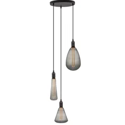 Plafondplaat rond zwart 3-lichts pendel ex.lb>Straluma New