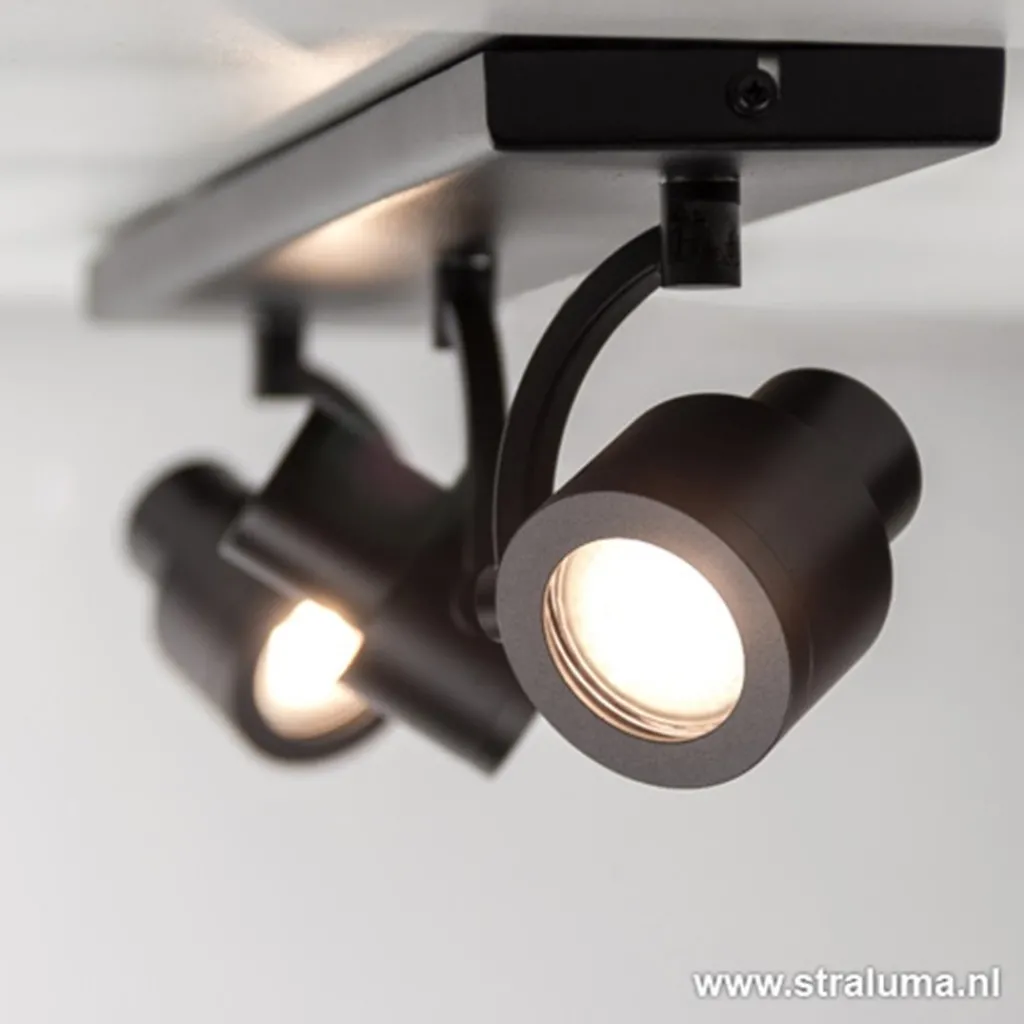 Plafondspot mat zwart balk 3-lichts gu10>Straluma New
