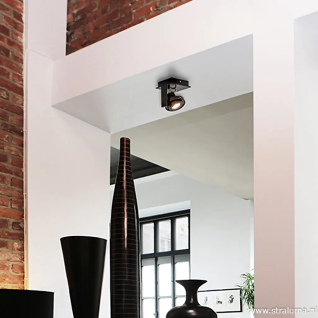 Plafondspot Quatro 1L zwart incl.gu10>Straluma Flash Sale