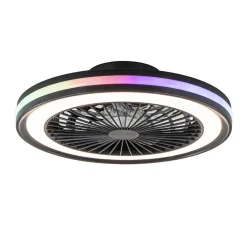 Plafondventilator zwart inclusief dimbaar LED en kleur>Straluma New