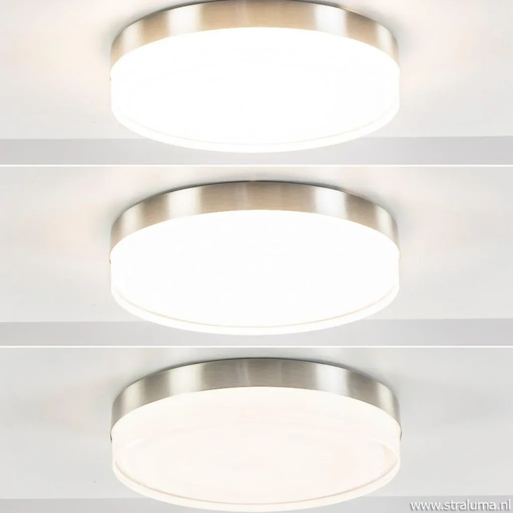**Plafonniere nikkel opaal IP44 3-step d>Straluma Flash Sale
