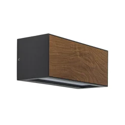 Rechthoekige buitenlamp donker grijs/hout>Straluma Store