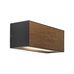 Rechthoekige buitenlamp donker grijs/hout>Straluma Store