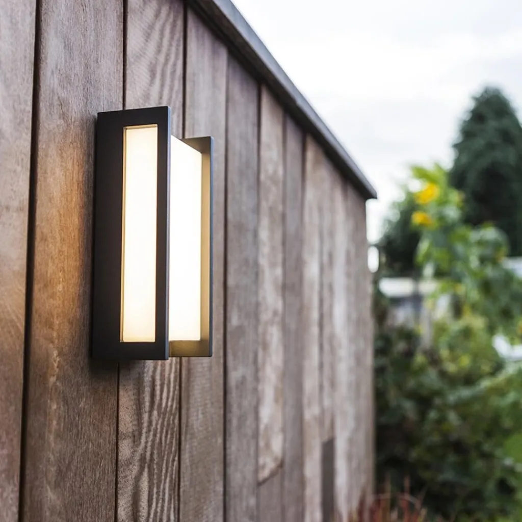 Rechthoekige LED buitenlamp donker grijs IP54>Straluma Sale