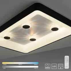 Rechthoekige LED plafondlamp zwart met kristaleffect>Straluma Shop
