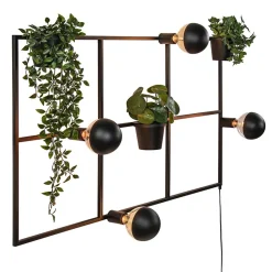 Rechthoekige wandlamp zwart frame met plantenpotten>Straluma Hot