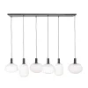 Retro 6-lichts hanglamp opaal glas met relief>Straluma Store