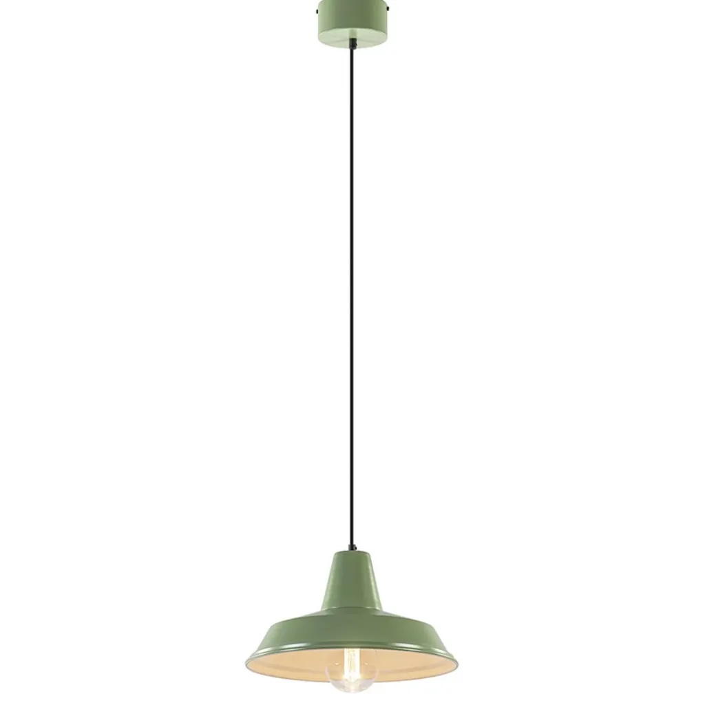 Retro metalen hanglamp groen met wit>Straluma Hot