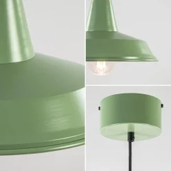 Retro metalen hanglamp groen met wit><noscript><img width=