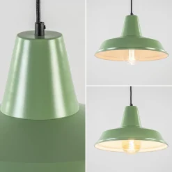 Retro metalen hanglamp groen met wit><noscript><img width=