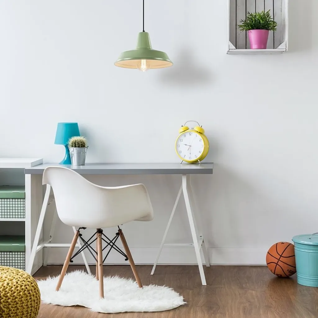 Retro metalen hanglamp groen met wit>Straluma Hot