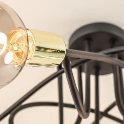 Retro plafondlamp zwart met gouden pendels><noscript><img width=
