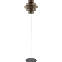 Retro vloerlamp zwart met walnoot houten kap>Straluma Hot
