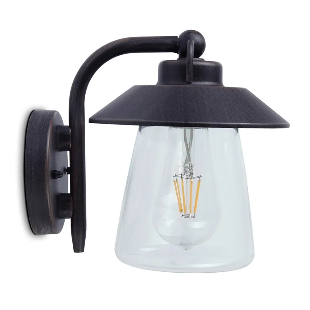 Robuuste buitenlamp wand zwart met roest en glas>Straluma Hot