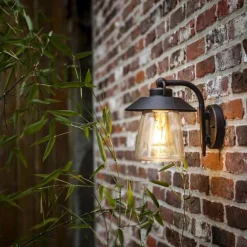 Robuuste buitenlamp wand zwart met roest en glas><noscript><img width=