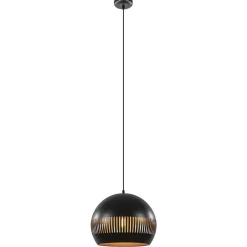 Ronde hanglamp koepel zwart/goud 40 cm>Straluma New