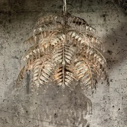 Ronde hanglamp palm ambachtelijk zilver><noscript><img width=