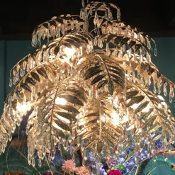 Ronde hanglamp palm ambachtelijk zilver><noscript><img width=