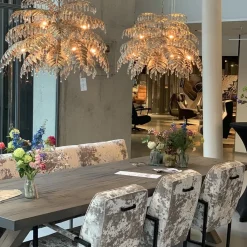 Ronde hanglamp palm ambachtelijk zilver><noscript><img width=