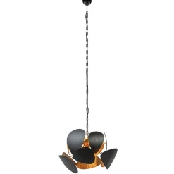 Ronde hanglamp textured black met ambachtelijk brons>Straluma New