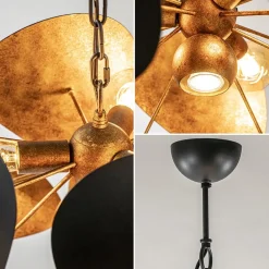 Ronde hanglamp textured black met ambachtelijk brons><noscript><img width=