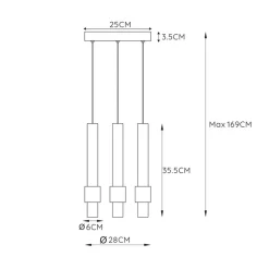 Ronde 3-lichts hanglamp cilinders inclusief LED><noscript><img width=
