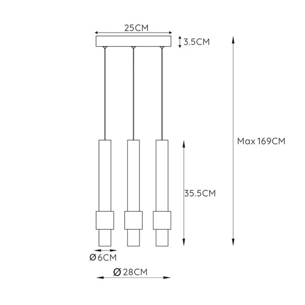 Ronde 3-lichts hanglamp cilinders inclusief LED>Straluma Store