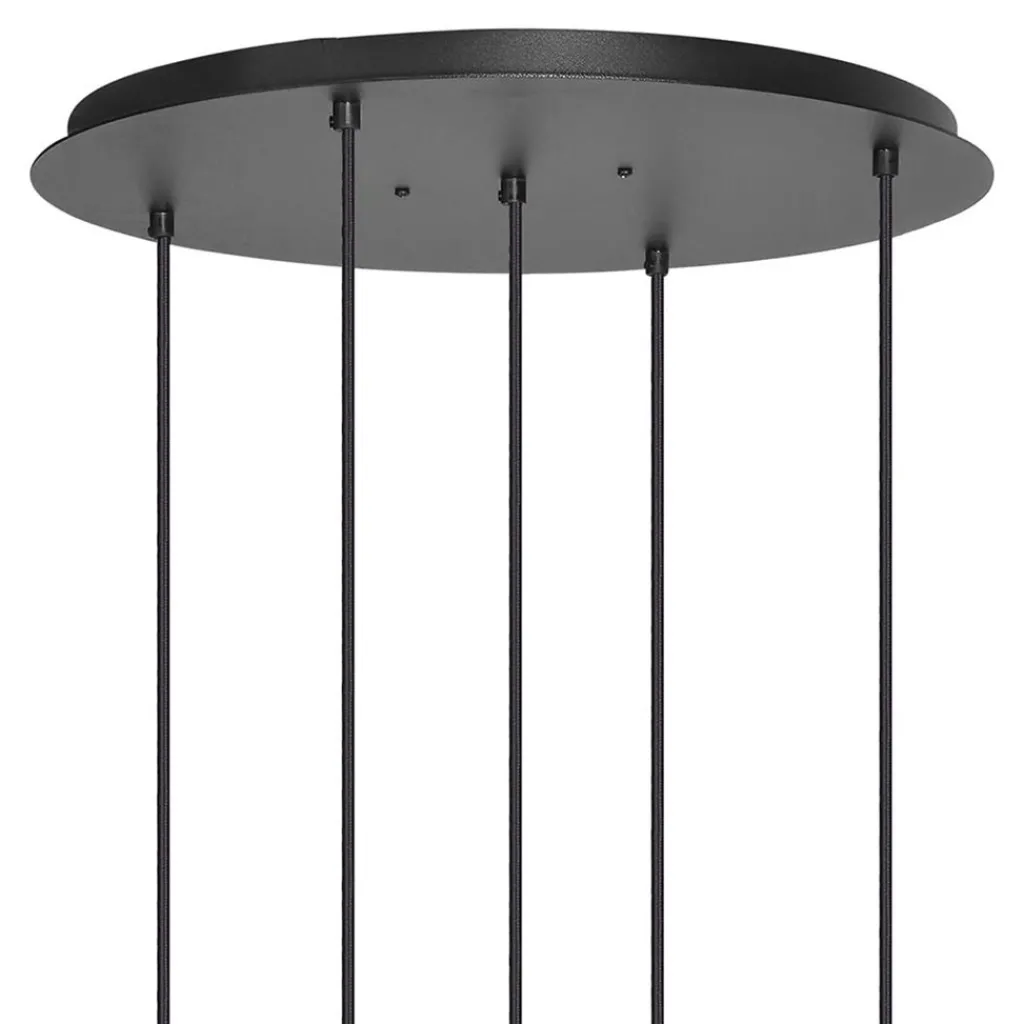 Ronde 5-lichts hanglamp zwart met nikkel>Straluma Discount