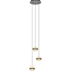 Ronde 3-lichts hanglamp zwart/champagne LED>Straluma Flash Sale