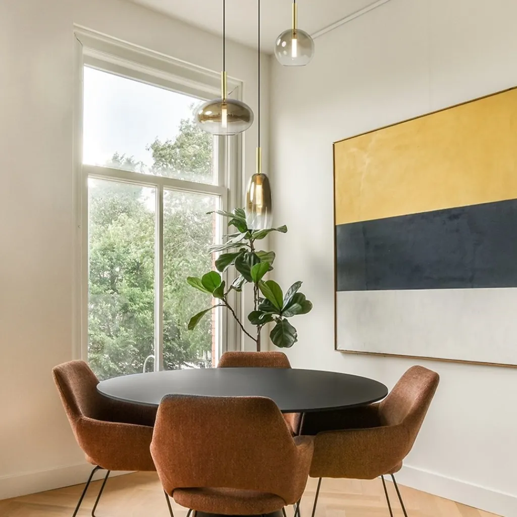 Ronde 3-Lichts LED hanglamp met gold fading glas>Straluma Best Sale