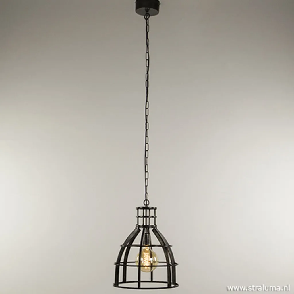 Ruw metalen hanglamp antiek zwart>Straluma Online