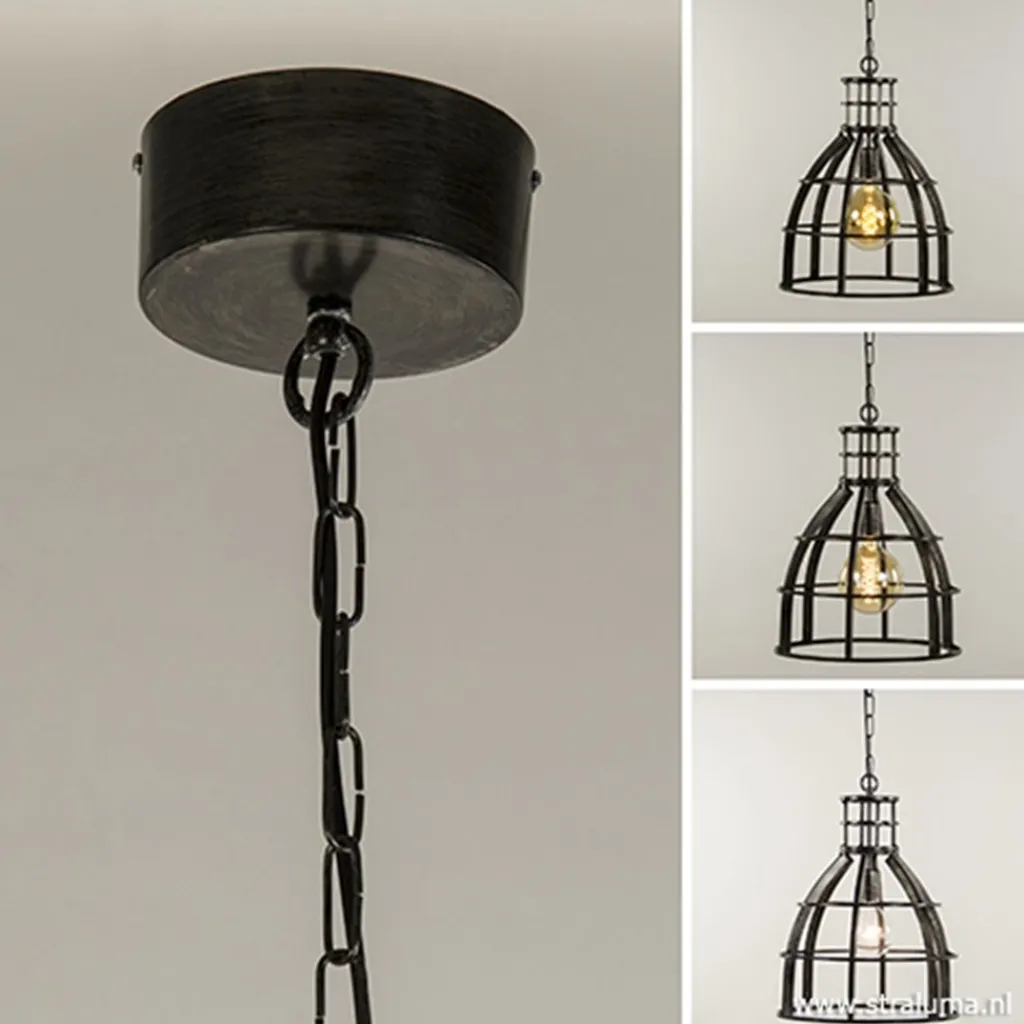 Ruw metalen hanglamp antiek zwart>Straluma Online