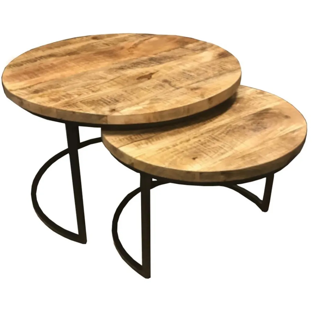Salontafel set van 2 rond hout>Straluma Outlet