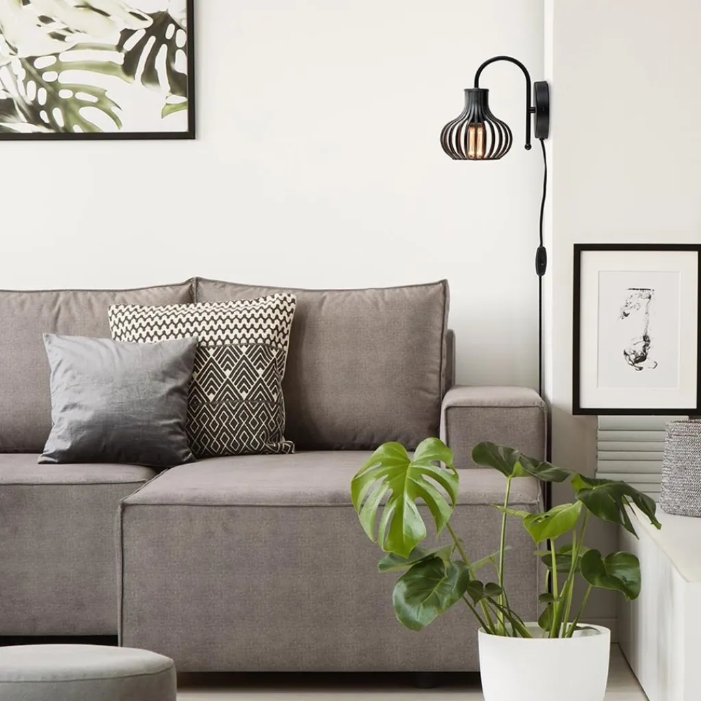 Scandinavische wandlamp mat zwart met snoer>Straluma Best