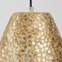 Schelpen hanglamp goud rond>Straluma Store