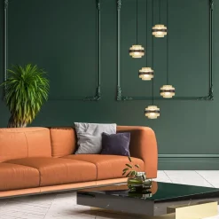 Sfeervolle 5-lichts hanglamp zwart/champagne inclusief LED><noscript><img width=