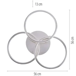 Smart plafondlamp 3x ringen nikkel inclusief LED><noscript><img width=