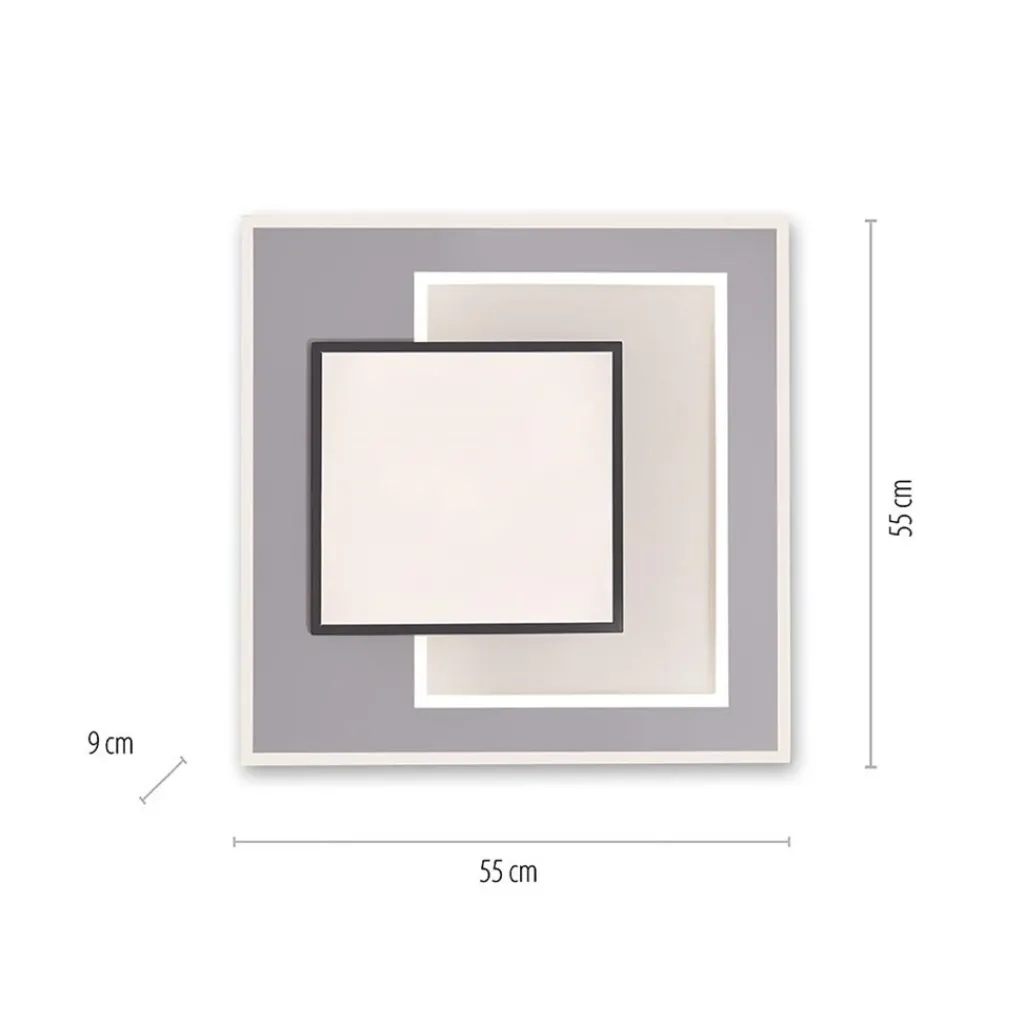 Smart plafondlamp zwart met grijs vierkant>Straluma Outlet