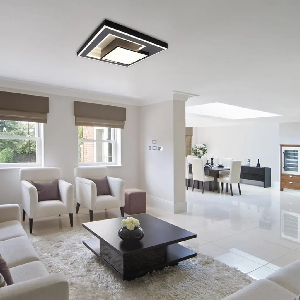 Smart plafondlamp zwart met grijs vierkant>Straluma Outlet