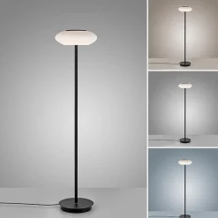 Smart vloerlamp zwart met wit glas dimbaar>Straluma Sale
