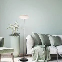 Smart vloerlamp zwart met wit glas dimbaar><noscript><img width=