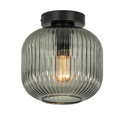 Smoke glazen plafondlamp met zwarte bevestiging>Straluma Clearance