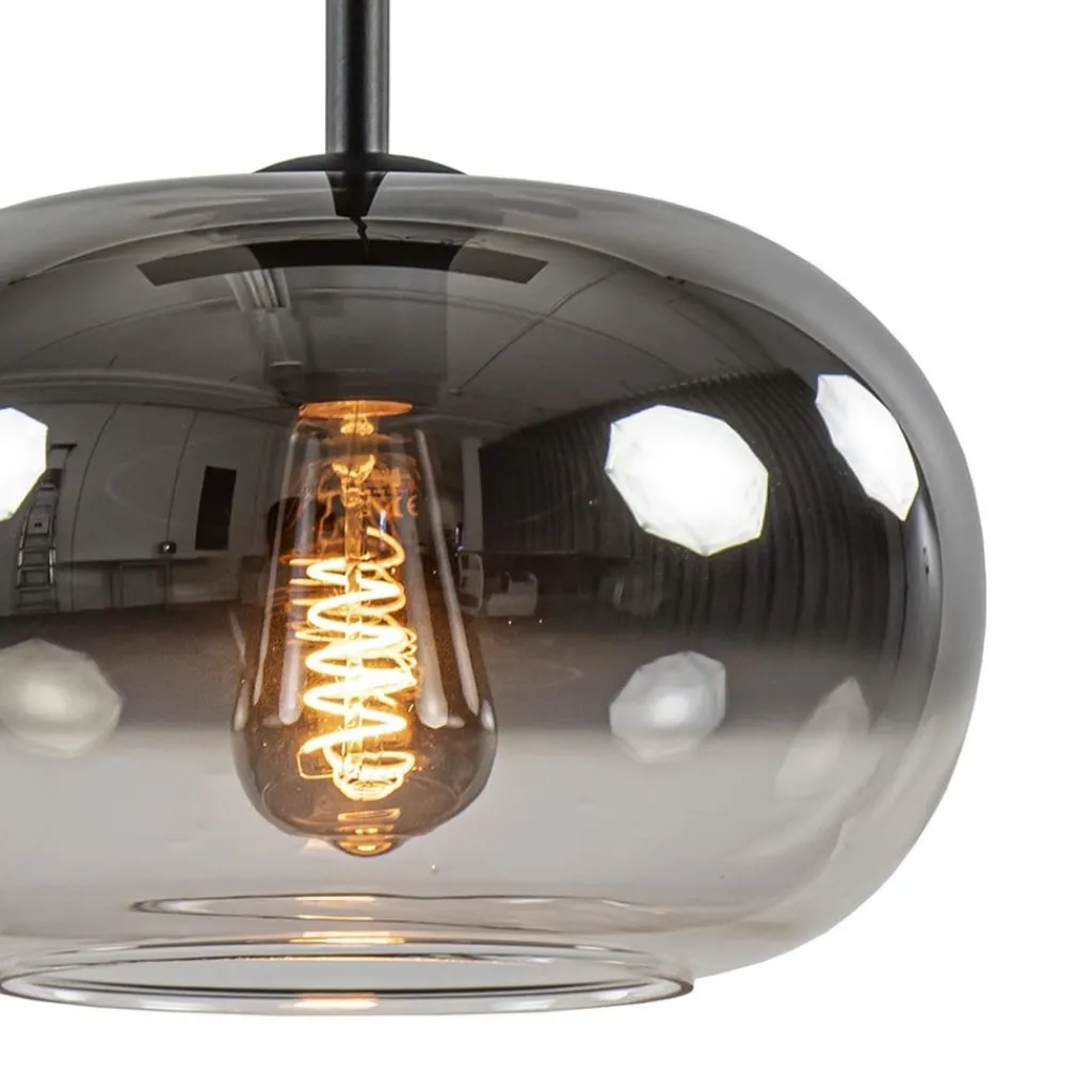 Stijlvolle 6-lichts hanglamp zwart met gradiënt smoke glas>Straluma Flash Sale