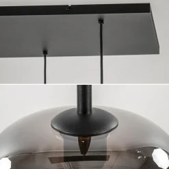 Stijlvolle 6-lichts hanglamp zwart met gradiënt smoke glas><noscript><img width=