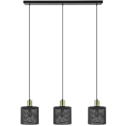 Stoere 3-lichts hanglamp mat zwart met goud>Straluma Shop